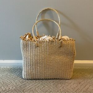 Tan Woven Tote Bag